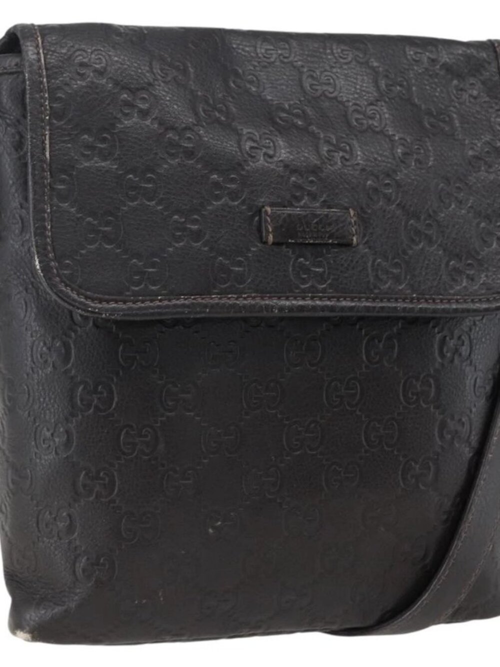 GUCCI GG Canvas Guccissima Shoulder Bag Leather Brown Gold - Picture 2 of 16